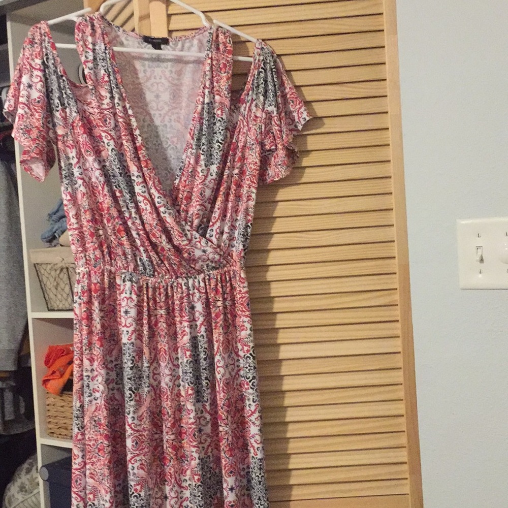 Espresso off shoulder dress